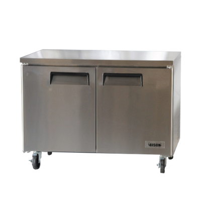 Bison BUF-48 12 Cu. Ft. Two-Section Self Closing Stainless Steel Door Undercounter Freezer - 115 Volts 1-Phase