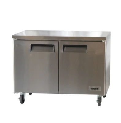 Bison BUF-48 12 Cu. Ft. Two-Section Self Closing Stainless Steel Door Undercounter Freezer - 115 Volts 1-Phase