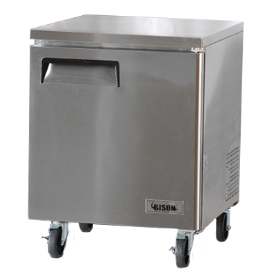 Bison BUR-27 6.5 Cu. Ft. One-Section Self Closing Stainless Steel Door Undercounter Refrigerator - 115 Volts 1-Phase