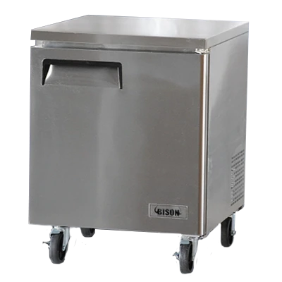 Bison BUR-27 6.5 Cu. Ft. One-Section Self Closing Stainless Steel Door Undercounter Refrigerator - 115 Volts 1-Phase