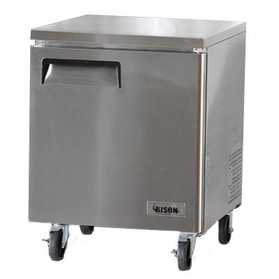 Bison BUR-27 6.5 Cu. Ft. One-Section Self Closing Stainless Steel Door Undercounter Refrigerator - 115 Volts 1-Phase