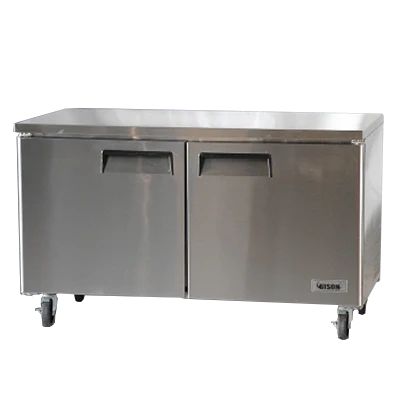 Bison BUR-60 17.9 Cu. Ft. Two-Section Self Closing Stainless Steel Door Undercounter Refrigerator - 115 Volts 1-Phase