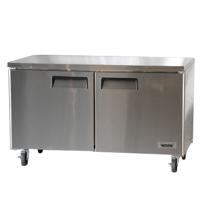 Bison BUR-60 17.9 Cu. Ft. Two-Section Self Closing Stainless Steel Door Undercounter Refrigerator - 115 Volts 1-Phase