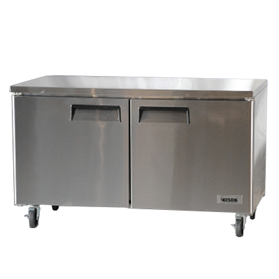 Bison BUR-60 17.9 Cu. Ft. Two-Section Self Closing Stainless Steel Door Undercounter Refrigerator - 115 Volts 1-Phase
