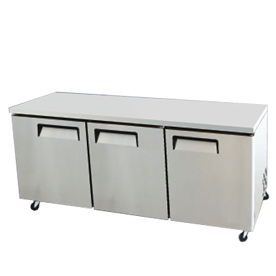 Bison BUR-72 23 Cu. Ft. Three-Section Self Closing Stainless Steel Door Undercounter Refrigerator - 115 Volts 1-Phase