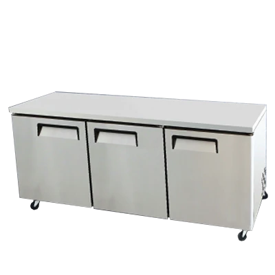 Bison BUR-72 23 Cu. Ft. Three-Section Self Closing Stainless Steel Door Undercounter Refrigerator - 115 Volts 1-Phase