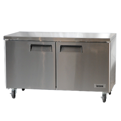 Bison BUF-60 17.9 Cu. Ft. Two-Section Self Closing Stainless Steel Door Undercounter Freezer - 115 Volts 1-Phase