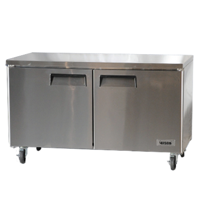 Bison BUF-60 17.9 Cu. Ft. Two-Section Self Closing Stainless Steel Door Undercounter Freezer - 115 Volts 1-Phase