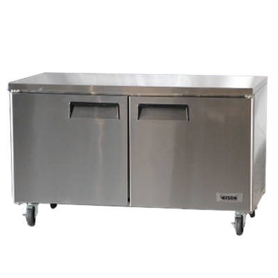 Bison BUF-60 17.9 Cu. Ft. Two-Section Self Closing Stainless Steel Door Undercounter Freezer - 115 Volts 1-Phase