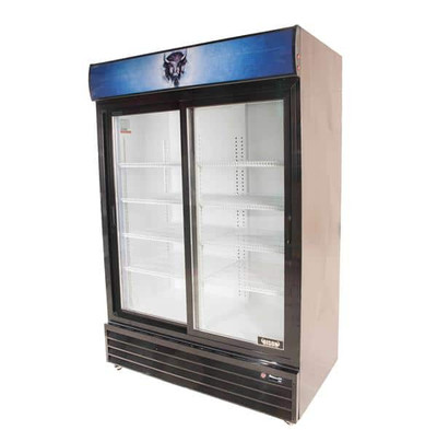 Bison BGM-49-SD 48 Cu. Ft. Two-Section Black Exterior Reach-In Glass Door Refrigerator - 115 Volts 1-Phase