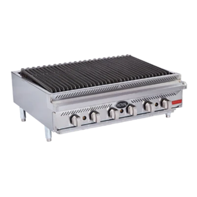 Royal Range RDRB-36-LP 36" W Stainless Steel Countertop Natural Gas Radiant Type Charbroiler Delux Series - 90,000 BTU