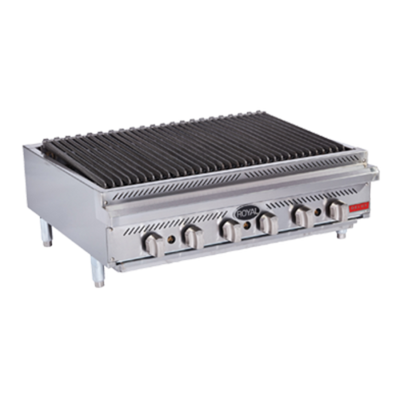 Royal Range RDRB-36-LP 36" W Stainless Steel Countertop Natural Gas Radiant Type Charbroiler Delux Series - 90,000 BTU