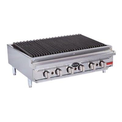 Royal Range RDRB-36-LP 36" W Stainless Steel Countertop Natural Gas Radiant Type Charbroiler Delux Series - 90,000 BTU