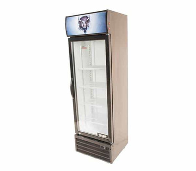 Bison BGM-8 8.7 Cu. Ft. One-Section Black Exterior Reach-In Glass Door Refrigerator - 115 Volts 1-Phase