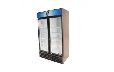 Bison BGM-35 35 Cu. Ft. Two-Section Black Exterior Reach-In Glass Door Refrigerator - 115 Volts 1-Phase
