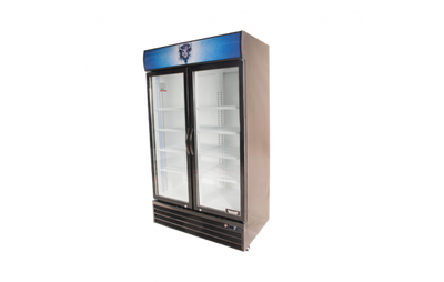 Bison BGM-35 35 Cu. Ft. Two-Section Black Exterior Reach-In Glass Door Refrigerator - 115 Volts 1-Phase