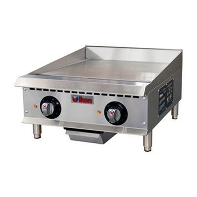 MVP Group ITG-24E 24" W Stainless Steel Thermostatic Control Electric Countertop Ikon Griddle - 208 Volts