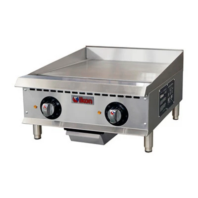 MVP Group ITG-24E 24" W Stainless Steel Thermostatic Control Electric Countertop Ikon Griddle - 208 Volts