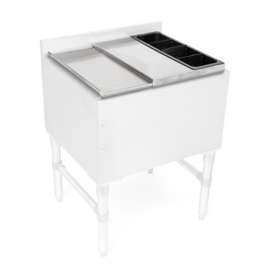 John Boos UBIBL-2130-BWH 30"W x 21"D Stainless Steel with Bottle Well Holder Slim-line Underbar Ice Bin/Cocktail Unit Lid