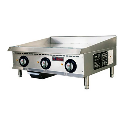 MVP Group ITG-36E 36" W Stainless Steel Thermostatic Control Electric Countertop Ikon Griddle - 208 Volts
