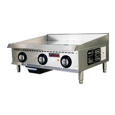 MVP Group ITG-36E 36" W Stainless Steel Thermostatic Control Electric Countertop Ikon Griddle - 208 Volts
