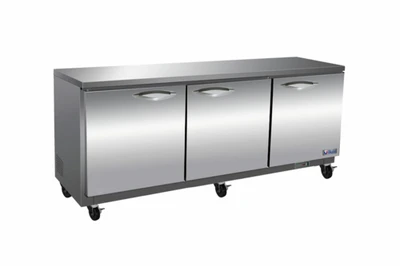 MVP Group IUC72F 71.7" W Stainless Steel 3 Solid Doors IKON Undercounter Freezer - 115 Volts