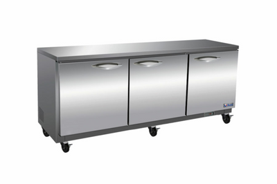 MVP Group IUC72F 71.7&quot; W Stainless Steel 3 Solid Doors IKON Undercounter Freezer - 115 Volts