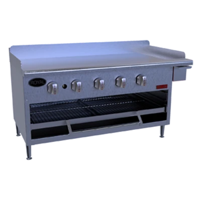 Royal Range GB-48-NG Stainless Steel Countertop Natural Gas Delux Series Griddle and Overfire Broiler - 70,000 BTU