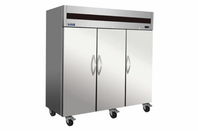 MVP Group IT82F DV 81&quot; W 3 Solid Doors Stainless Steel Reach-In IKON Refrigeration Freezer - 115/208-230 Volts