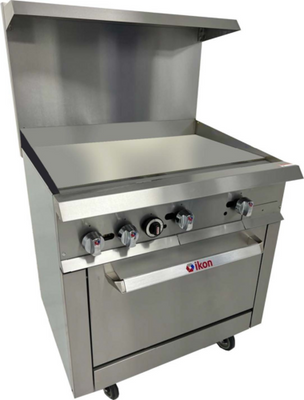 MVP Group IR-36MG-36-NG 35.9" W Stainless Steel 1 Griddle 1 Standard Oven Natural Gas IKON Cooking Range - 153,000 BTU