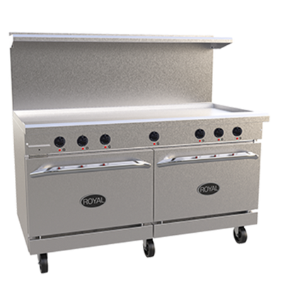 Royal Range RRE-GT60 60" W Stainless Steel 1 Griddle and 2 Standard Ovens Electric Restaurant Range - 208 Volts