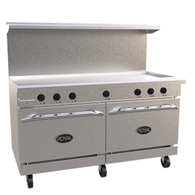 Royal Range RRE-GT60 60" W Stainless Steel 1 Griddle and 2 Standard Ovens Electric Restaurant Range - 208 Volts