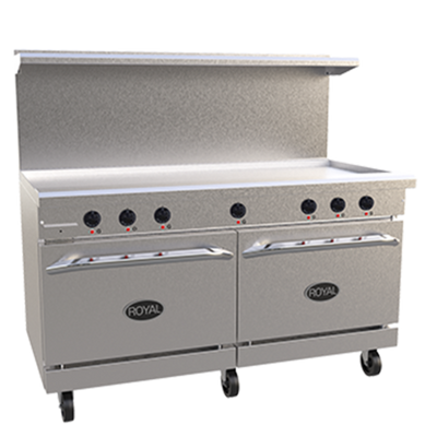 Royal Range RRE-GT60-CC 60" W Stainless Steel 1 Griddle and 2 Convection Ovens Electric Restaurant Range - 208 Volts