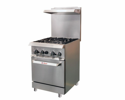 MVP Group IR-4-24CO-LP 24" W Stainless Steel 4 Open Burners 1 Convection Oven Liquid Propane IKON Cooking Range - 136,000 BTU