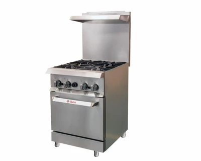 MVP Group IR-4-24CO-LP 24" W Stainless Steel 4 Open Burners 1 Convection Oven Liquid Propane IKON Cooking Range - 136,000 BTU