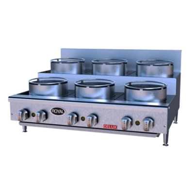 Royal Range ORSU-212 12" W Stainless Steel Countertop 2 Burners Step Up Natural Gas Flex-System Wok Range - 60,000 BTU