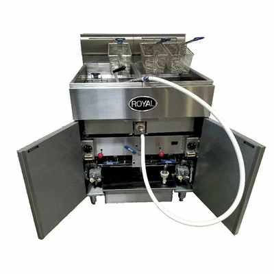 Royal Range REEF-35-3-CM-LP 105 Lbs. Stainless Steel Liquid Propane Floor Model Multivat Fryer Battery - 216,000 BTU