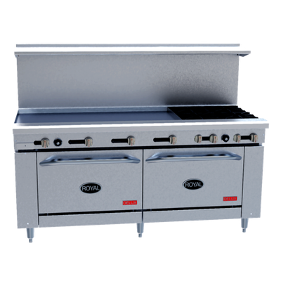 Royal Range RDR-4G48-LP 72" W 4 Burners Natural Gas Delux Series Restaurant Range - 270,000 BTU