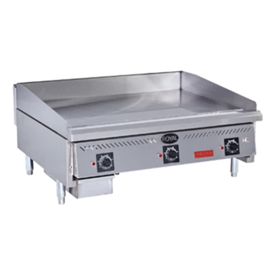 Royal Range RDSA-72-D 72" W x 30" D Cooking Surface Stainless Steel Countertop Liquid Propane 4 Burners Griddle Delux Series - 180,000 BTU