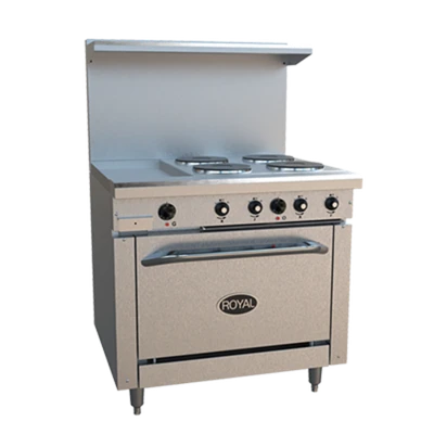 Royal Range RRE-4GT12 36" W Stainless Steel Electric Restaurant Range - 208 Volts