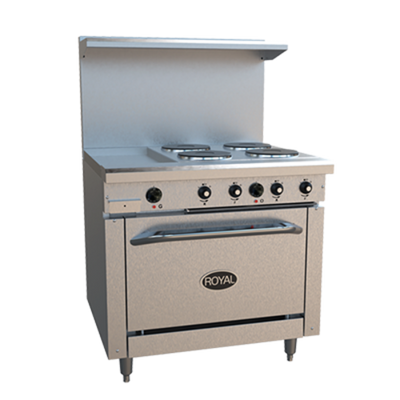 Royal Range RRE-4GT12 36" W Stainless Steel Electric Restaurant Range - 208 Volts