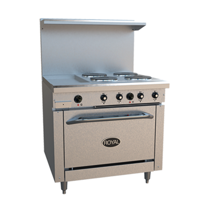 Royal Range RRE-4GT12 36" W Stainless Steel Electric Restaurant Range - 208 Volts