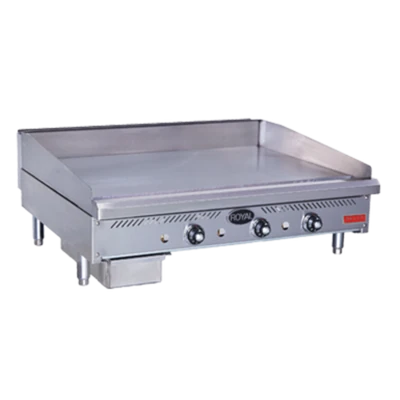 Royal Range RDTG-36-NG Stainless Steel Front and Sides Countertop Liquid Propane Delux Series Griddle - 90,000 BTU
