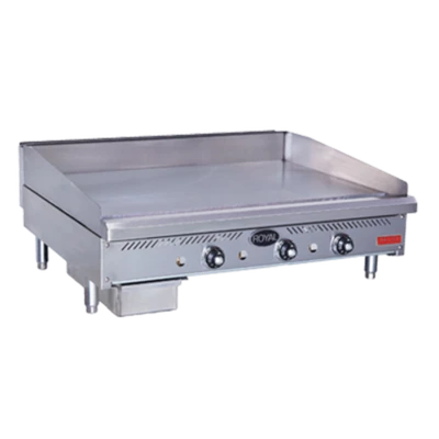 Royal Range RDTG-36-NG Stainless Steel Front and Sides Countertop Liquid Propane Delux Series Griddle - 90,000 BTU