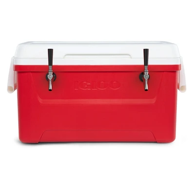 Micro Matic CB482R-304 48 Qt. with 2 Taps Stainless Steel Dispensing Components Red Exterior Coil Cooler