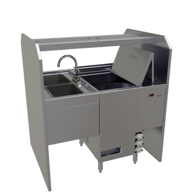 Glastender PSD-42R 42" W x 32" D Rightward Workflow Complete Style Pass-Thru Cocktail Station with Glasswasher - 120 Volts