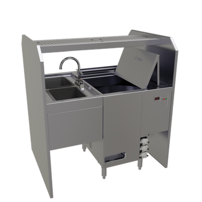 Glastender PSD-42R 42" W x 32" D Rightward Workflow Complete Style Pass-Thru Cocktail Station with Glasswasher - 120 Volts