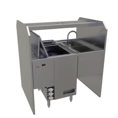 Glastender PSD-42L 42" W x 32" D Leftward Workflow Disassembly Style Pass-Thru Cocktail Station with Glasswasher - 120 Volts