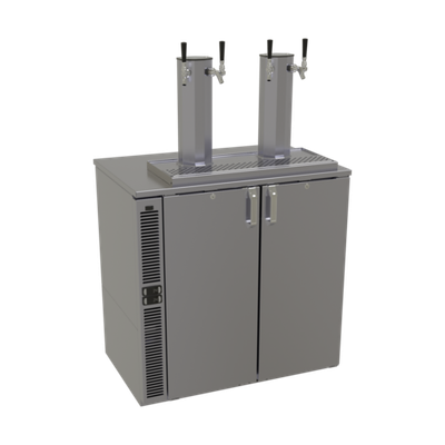 Glastender C2SB36-WD 36" W Flat Top Stainless Steel Two Zone Draft Wine Dispensing Cooler - 120 Volts