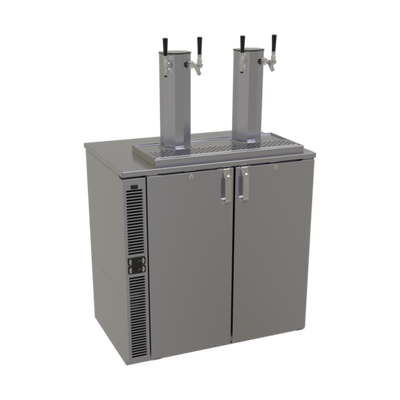 Glastender C2SB36-WD 36" W Flat Top Stainless Steel Two Zone Draft Wine Dispensing Cooler - 120 Volts